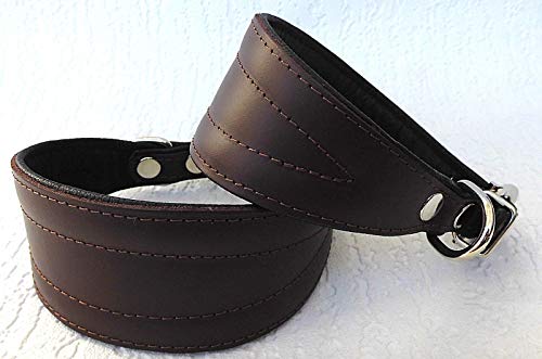 Greyhound Podenco Windhund - Halsband, Halsumfang 40-47 cm Leder °BRAUN°