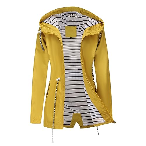 Womens Rain Jackets Waterproof with Hood Long Hooded Trench Coats Lined Windbreaker Travel Jacket2