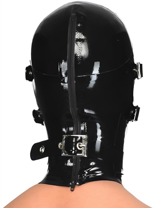 Schwarze Latex Maske Männer, BDSM Bondage SM Rubber Kopfmaske mit Augenmaske, Fetisch Sex Maske, Eng & Elastisch, Latex Maske für Frauen, Cosplay & Party