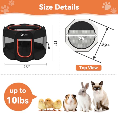 Image of Siedihit Black Dog Cat Playpen, Puppy Pet Playpen Indoor for Small Dog Crate Tent Cage Outdoor, Portable Pop Up Dogs Enclosure Kennel with Carrying Case for Dogs /Cats /Rabbits