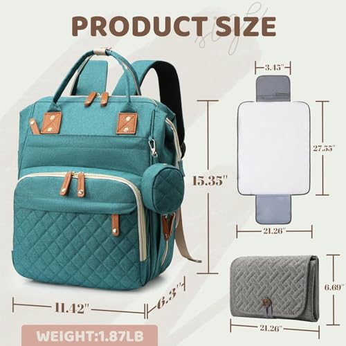 Image of Diaper Bag Backpack for Girls Boys: Green Toddler Diaper Bag with Changing Pad Baby Backpack Diaper Bag for Mon Dad Newborn Mochila Panaleras Bebe Nina Nino Baby Registry Search Essentials Must Haves