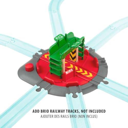 BRIO World 33476 - Turntable & Figure | 2 Piece Wooden Toy Train Accessory for Kids | Multiple Track Connection Points | Spacious Turntable | Poseable Train Engineer Figure | Ages 3 and Up - image 4