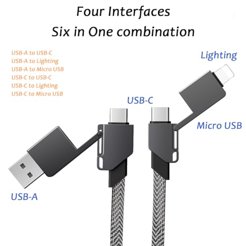 Voila Reve 100W 6-in-1 Multi Charging Cable, Ultra-Fast Charging Portable Keychain Charger Cable, 6 in 1 Cable - Image 2