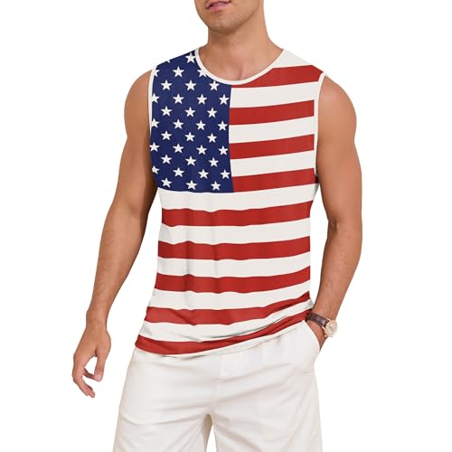 American Flag USA Tank Top Men Patriotic Shirts For Men 4t of July Outfits Flag 3X-Large