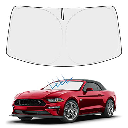 Image of Proadsy 2026 Upgrade Front Windshield Sun Shade Foldable Sunshade Protector Custom Fit 2015-2023 Ford Mustang(NOT for Ford Mustang Mach-E) Accessories
