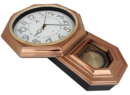 Justime Traditional Schoolhouse Pendulum Luminous Wall Clock Chimes Hourly With Westminster Melody Made In Taiwan, 4Aa Batteries Included (Pp0262-L Vintage Bronze) #TOP2