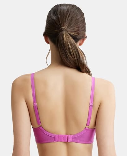 Image of Jockey FE40 Women Wirefree Padded Super Combed Cotton Elastane Stretch Full Coverage T-Shirt Bra with Cross Over Fit