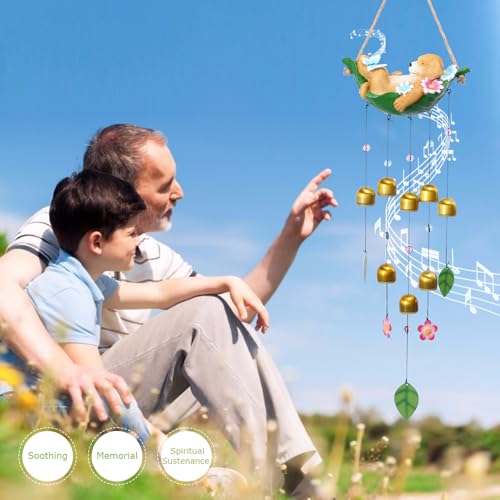 Taman Wind Chime - 29" Wind Bell for Outside Resin Dog Decorative Metal Bronze Mobile Wind Chime Memorial Sympathy Gift for Home, Outdoor, Yard, Patio,Garden Decor