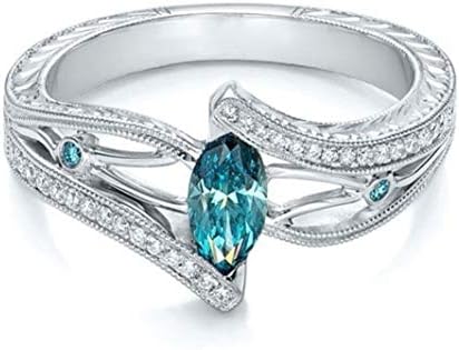 YouCY Aquamarine Ring Topaz Engagement Ring Jewelry for Women Girls Birthday Christmas Gifts, sizes 6-10,Lake Blue,Size 6
