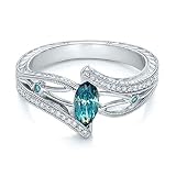 YouCY Aquamarine Ring Topaz Engagement Ring Jewelry for Women Girls Birthday Christmas Gifts, sizes
