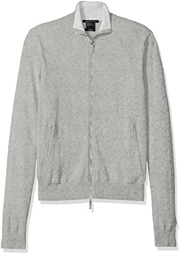Armani Exchange A|x Men's Mock Neck Full Zip Knit, Grey, Large