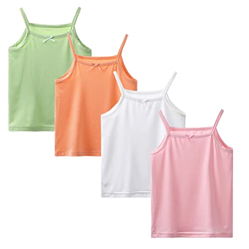 Image of Toddler Girl's Cotton Camisole Undershirts 3-4 Pack Cute Printed Tank Top Camis for Kids 2T-7T (US, Age, 4 Years, 5 Years, 4Pack(Modal Fabric))