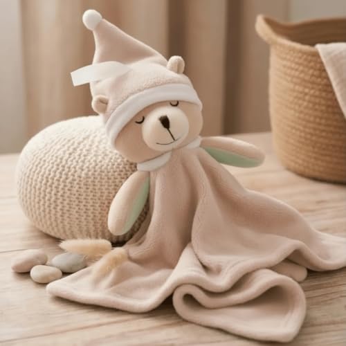 Naninha Coberta Pelucia Soft Infantil Para Bebês Crianças Babador Fofinho Tecido Macio Presente Chá de Bebe Premium (Nude)