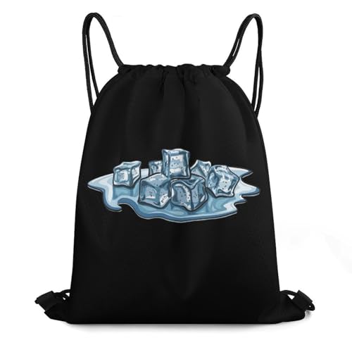 Ice Cubes Drawstring Backpack Durable Sport Gym Bags Daypack for Men Women 35 * 42cm