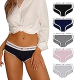 PHOLEEY Slip Unterhosen Damen Unterwäsche Feuchtigkeitsableitende Baumwolle Atmungsaktives Bikini Höschen für Frauen Weiche Bequeme Slips 5er-Pack, M
