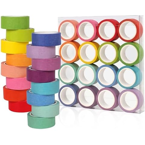 Phinus Washi Tape Set, 16 Pack Decorative Tape, Multicolor, 15mm x 5m, Reusable, Ideal for Gift Wrapping, Journaling, Crafting, Decoration Cover