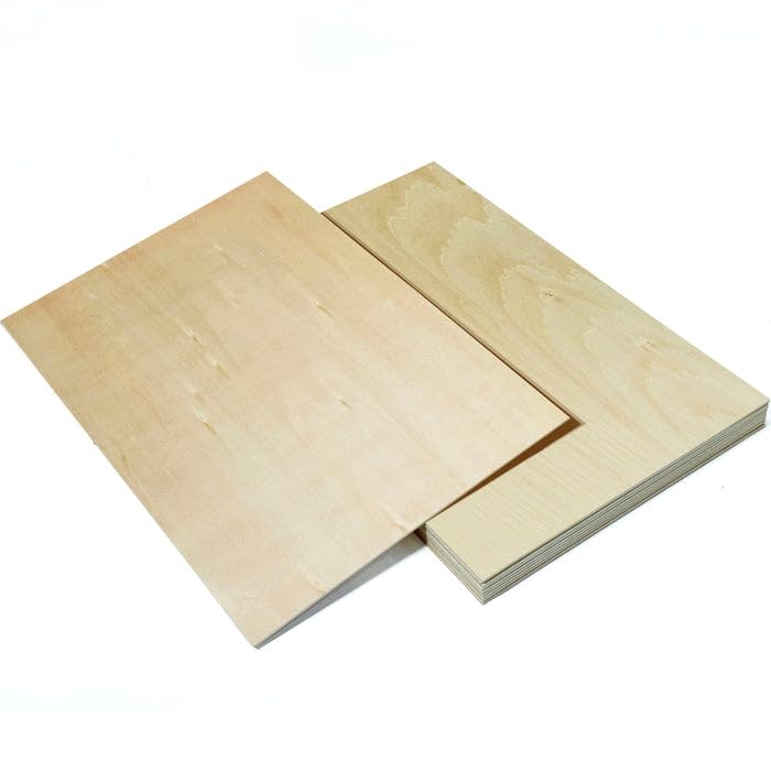 Basswood Plywood Sheets 1/4 Inch – 12x12 Unfinished Wood Sheets for Crafts, Laser Cutting, DIY – 10 Pack