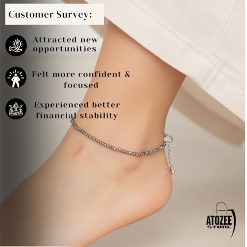 Image of ATOZEE Raw Pyrite Anklet for Women | Natural Pyrite Stone Crystal Anklet Bracelet | Adjustable Handmade Anklet Jewelry for Girls & Women | For Gift and Daily Wear