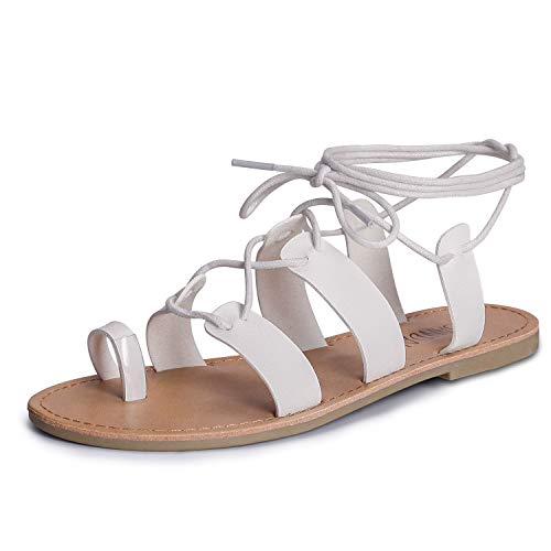 SANDALUP Tie Up Flat Gladiator Roman Sandals for Women