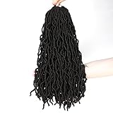 18 inch Soft Locs Crochet Hair Natural Balck Faux Locs 6 Packs Distressed Locs Crochet Hair (6 packs...