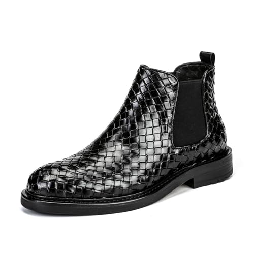 Men's Chelsea Boots Leather Casual Chukka Ankle Boots Classic Elastic Dress Boots for Men Fashion