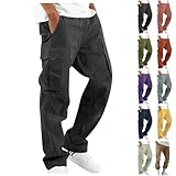 Cargo Work Pants for Men Drawstring Elastic Waist Hiking Pants Plus Size Athletic Joggers with Multi Pockets Lightweight Outdoor Tactical Pant Slim Fit Stretch Pant Pantalones De Trabajo para Hombre