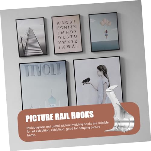 Image of ORFOFE 50pcs Heavy Duty Picture Rail Hooks Sturdy Picture Molding Hanging Hooks for Art Displays Easy Installation for Exhibitions and Home Decor