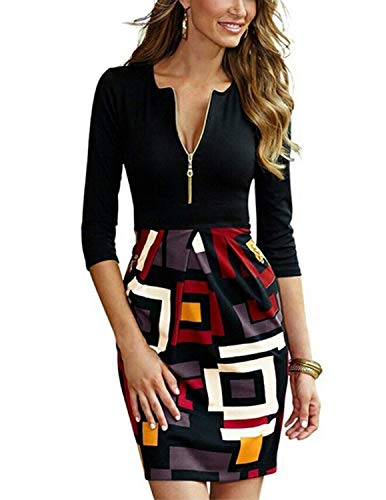 BUOYDM Vestiti Manica Lunga Elegante Abito con