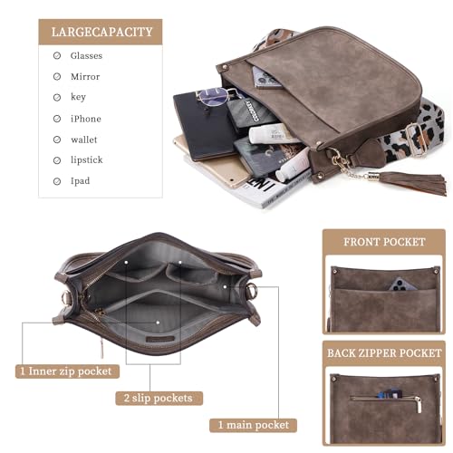 Image of HKCLUF Crossbody Bag Purse for Women 2PCS /Set Leather Hobo Handbag Wallet Set With 2Adjustable Guitar Strap Shoulder Bag | Purse