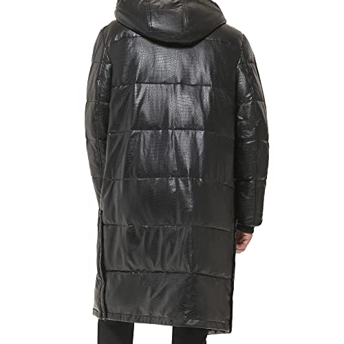 DKNY Mens Faux Leather Long Quilted Fashion Coat4