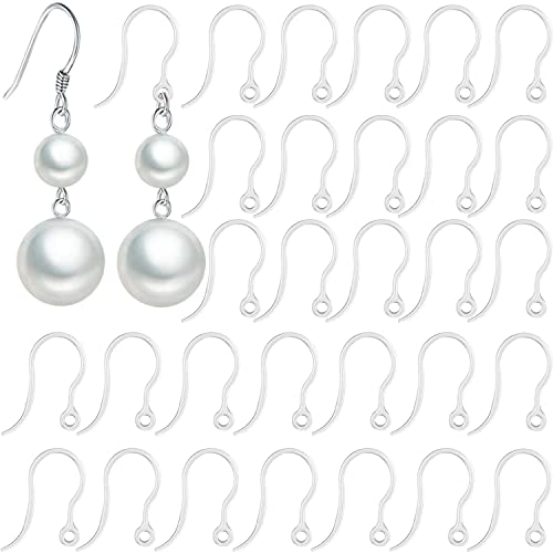 100pcs Safety Non-Allergenic Plastic Earring Hooks Ear Wire Anti Allergy Hooks Earring Findings DIY Jewelry Making for Sensitive Ears (Clear-100pcs)