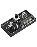 GELRHONR PWM-Lüfter-Hub Controller, 4-Port 4-Pin 12V PWM-PC-Lüftersteuerung, SATA-Stromeingang, schwarz(PWM 1-4)