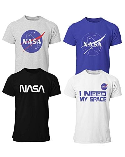 BROOKLYN VERTICAL Officially Approved NASA Product 4-Pack Boys Short Sleeve Crew Neck T-Shirt with Chest Print | Soft Cotton Sizes 6-20 (Combo A, XL-18/20)