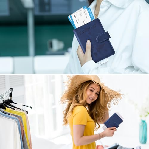 Image of Eoehro Passport Holder for Travel Essentials, Passport Wallet Cover Case for Travel Must Haves Accessories,Passport Book Holders for Women and Men(dark blue)
