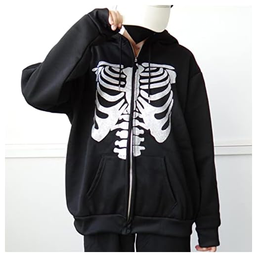 Gothic Skeleton Sweatshirt Oversized hoodie Herr Höst Zip Up Långärmad kappa Topp Man 90-tal Vintage Grunge Kläder-Röda,S