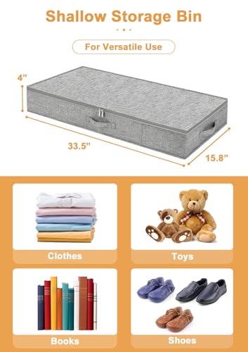 Image of punemi 4 in High Sturdy Low Profile Under Bed Storage, 2 Pack, Grey