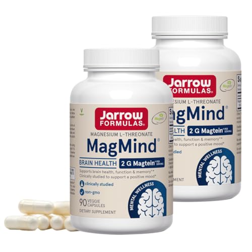 Jarrow Formulas MagMind, 90 Capsules (Pack of 2), Magnesium L-Threonate (Magtein) for Brain Health Support