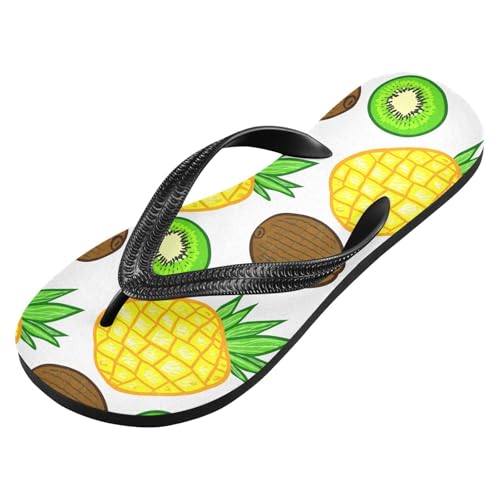 Kiwi Pinapple Fruits White Flip Flops for Beach Thong Sandals Anti-slip Lightweight Beach Slippers for Summer Outdoor Travel2