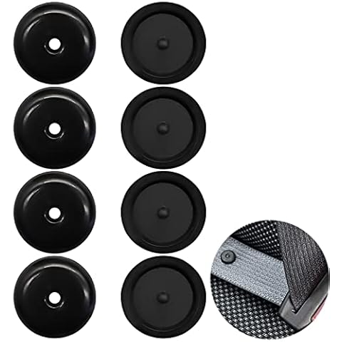 Seat Belt Stop Button Buttons Prevent Seat Belt Buckle from Sliding Down The Belt Set of 4 Plastic Seat-Belt Stopper Clips Snap-On System No Welding Required Black with 1 Spare Set Cover