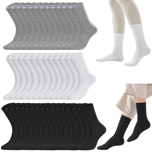 Image of 10 Pairs Thin Cotton Crew Athletic Socks Sports Gym Running Hiking Calf Socks for Women