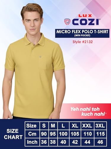 Image of Lux Cozi Men's Cotton Blend Polo T-Shirt with Chest Pocket | Collar T-Shirts for Men | Half Sleeves | Plain - Regular Fit (Pack of 2)