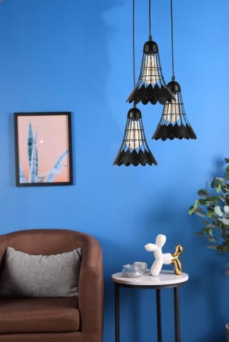 Image of Badminton Shuttle Black Hanging Light for Home Decor 3-Light Pendant Lamp Metal Ceiling Hanging Light (Bulb Not Included) Cluster Set
