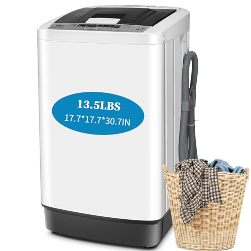 Nictemaw Portable Washing Machine 13.5Lbs, 1.8Cu.ft Compact Laundry Washer With 10 Programs 8 Water Leves LED Display & Drain Pump for Apartment Dorm RV