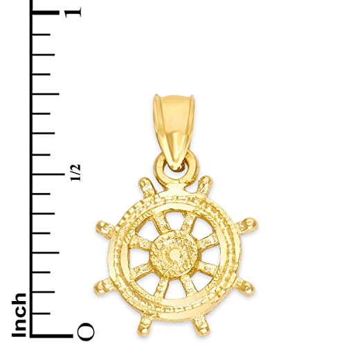 Solid Gold Daharma Wheel Pendant in 10k or 14k, Religious Gifts Buddhism Jewelry3