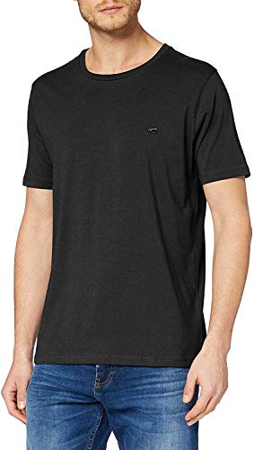 camel active Herren Basic Kurzarm T-Shirt mit Rundhalsausschnitt aus Reiner Baumwolle Schwarz, Menswear-XL