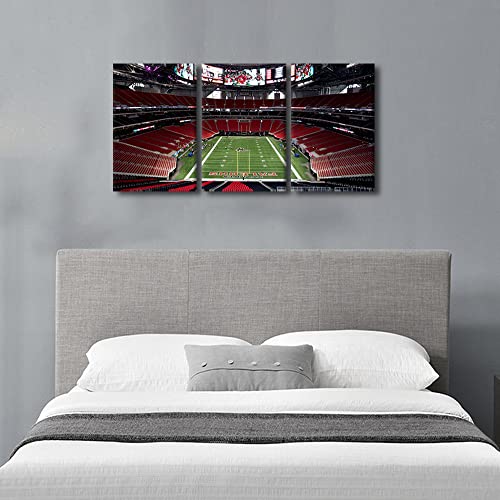 Tumovo Football Sport Stadium Pictures For Living Room Decor Atlanta Football Team Falcons Prints On Canvas Giclee Artwork Stretched And Framed Ready To Hang 3 Panels Posters And Prints, 36" Wx18 H #TOP2