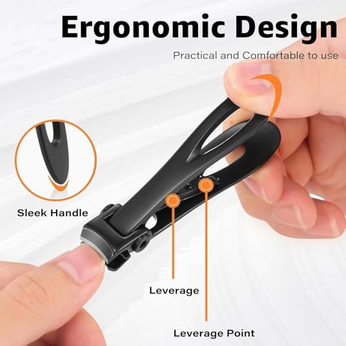 Image of Professional Nail Clipper Set with Nail File | Heavy Duty Stainless Steel Nail Cutter for Fingernails & Toenails, Sharp Precision Blades, Ergonomic Matte Black Grooming Tool for Men & Women (BLACK)