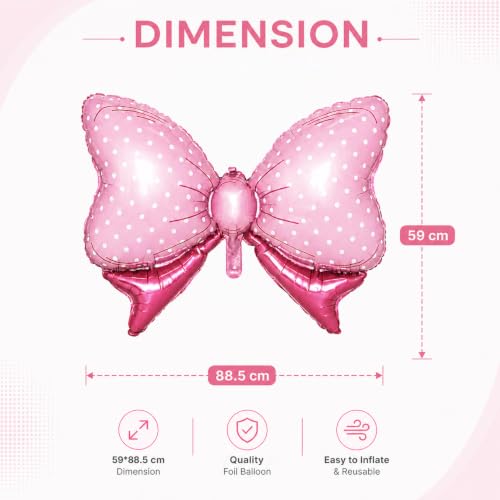Image of Pink Bow Foil Balloon for Birthday Decoration | Pack of 1 Pcs