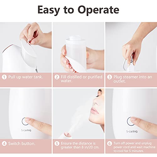 Vapeur Visage, S-CARING Sauna Facial Vaporisateur Personnel Sauna SPA Soins pour le visage pour soin de la peau, traitement des points noirs, désencombrement des pores, effet purifiant profond, Doré - Image 6