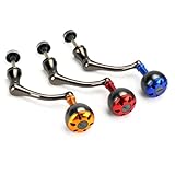 ノーブランド品 互換品/代替品 パワーハンドル スピニングリールハンドル メタル製 ハンドルノブ 交換用 折りたたみ 左右兼用 シングルハンドル リールパーツ 釣り (1000-4000番対応, ゴールド)